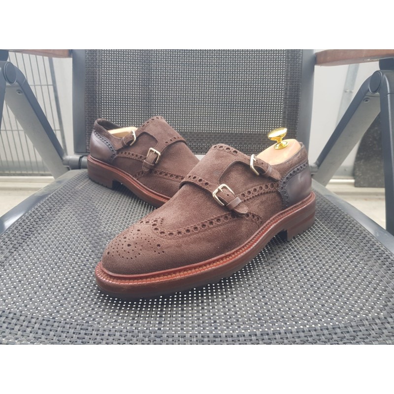 Santoni Doppelmonk Herrenschuhe braun Gr.41,5 UK 7,5