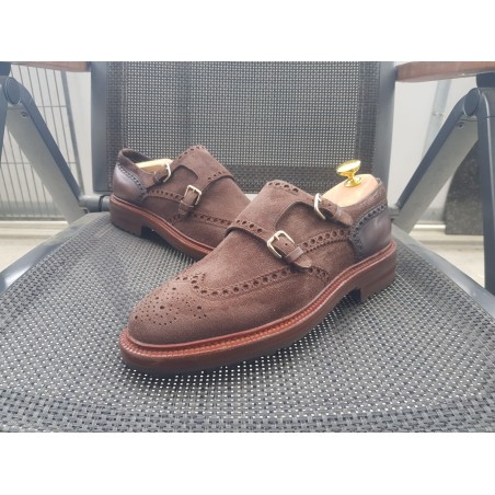 Santoni Doppelmonk Herrenschuhe braun Gr.41,5 UK 7,5