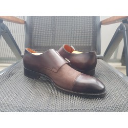 Santoni Doppelmonk Herrenschuhe braun  Gr.42,5 Uk 8,5