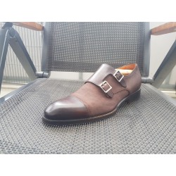 Santoni Doppelmonk Herrenschuhe braun  Gr.42,5 Uk 8,5